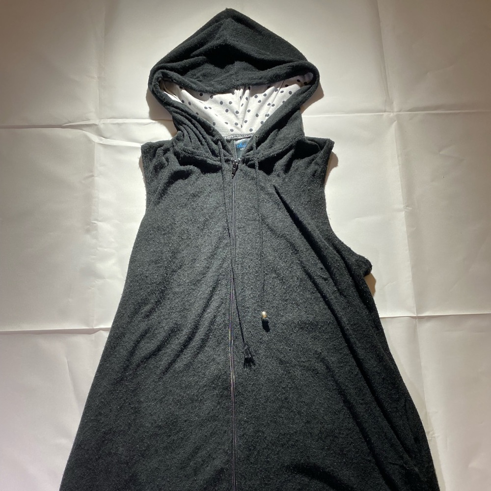 Black hooded zipper dress